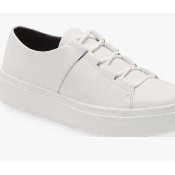 Eileen Fisher Prescot Platform Leather Sneaker Shoes Snow White Size 9 - Picture 1 of 10